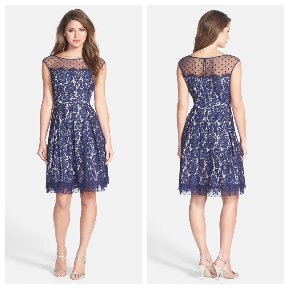 Eliza J Lace Fit & Flare Dress